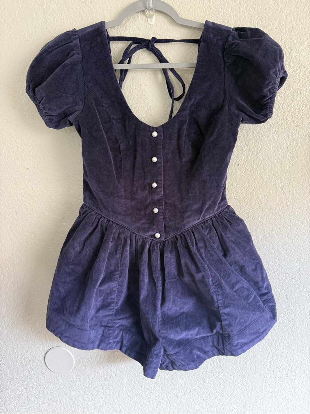 Free People Silver Bells Velvet Romper NEW